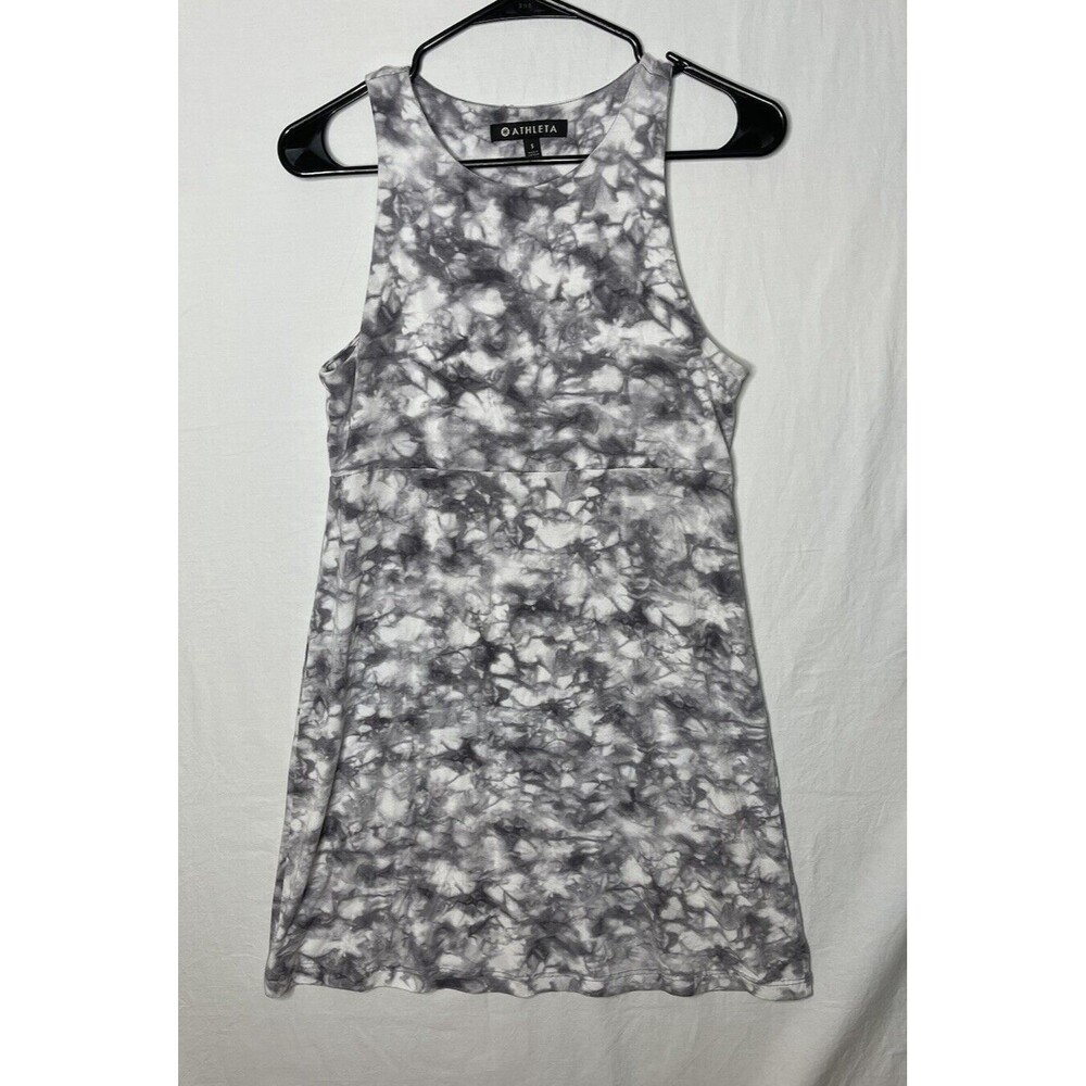 Athleta Santorini High Neck Printed Dress Rip Tide Gray Size S Super Soft